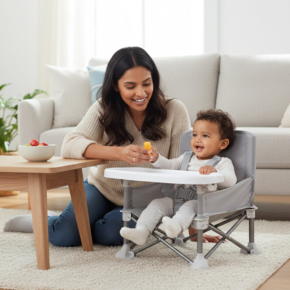 Chaise Bébé Pliable avec plateau pour Camping et Plage