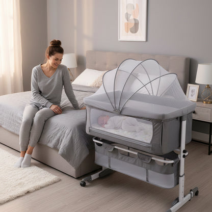 Lit de Voyage Bébé Pliable avec 6 Hauteurs Réglables